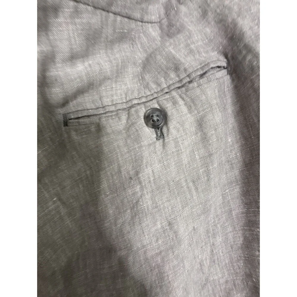 Joseph Abboud 100% Linen Gray Pants Tapered Ruched Ankle Quiet Luxury